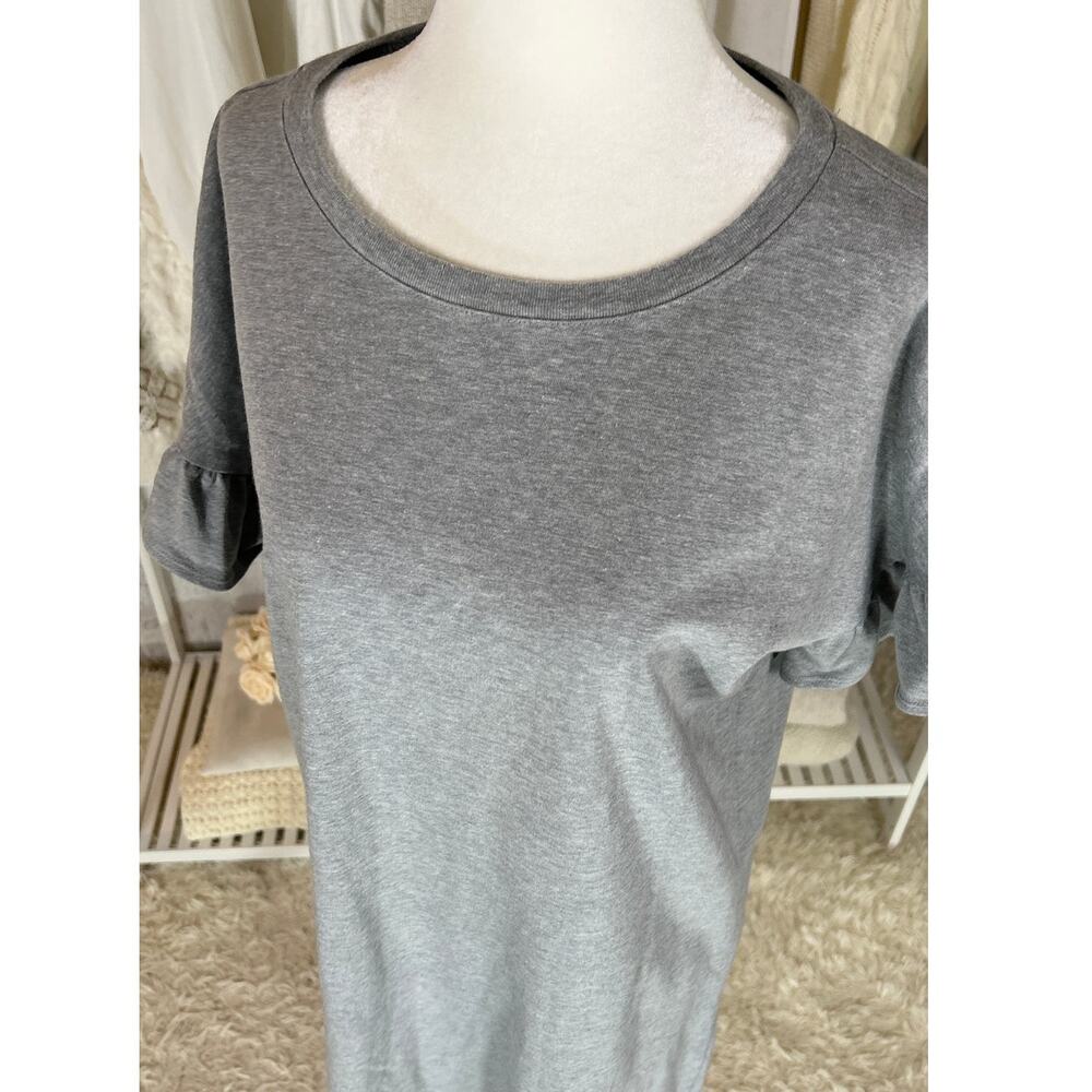 Old Navy Women's Size M Tall Gray Ruffle Sleeve Knee Length T-Shirt Dress #0291 - Picture 4 of 9